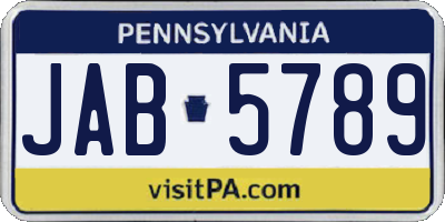 PA license plate JAB5789