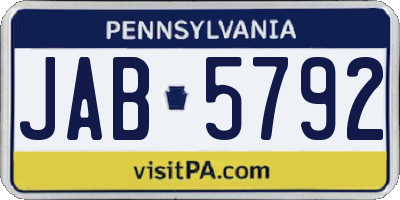 PA license plate JAB5792