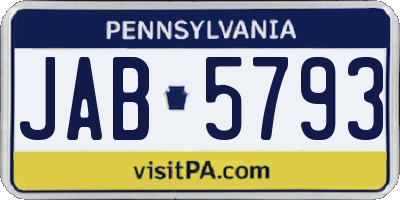 PA license plate JAB5793