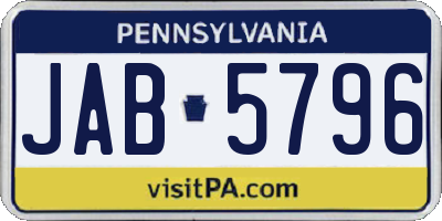 PA license plate JAB5796