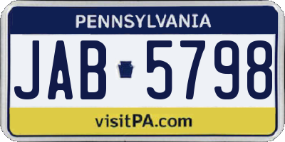 PA license plate JAB5798