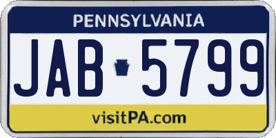 PA license plate JAB5799