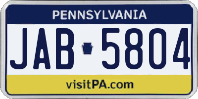 PA license plate JAB5804