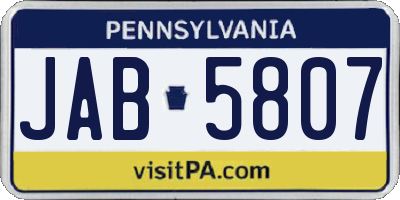 PA license plate JAB5807