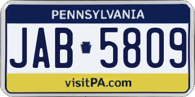 PA license plate JAB5809