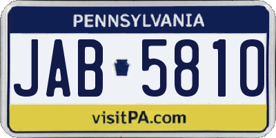 PA license plate JAB5810