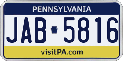 PA license plate JAB5816