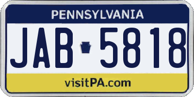 PA license plate JAB5818