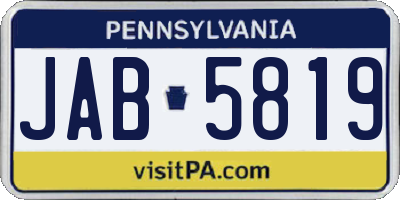 PA license plate JAB5819