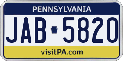 PA license plate JAB5820