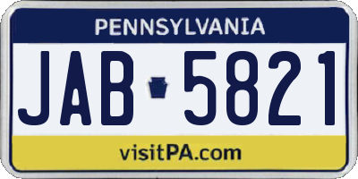 PA license plate JAB5821