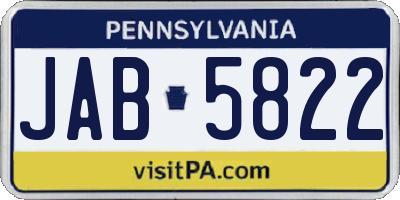 PA license plate JAB5822