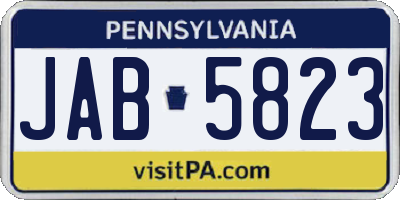 PA license plate JAB5823