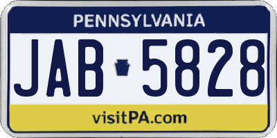 PA license plate JAB5828