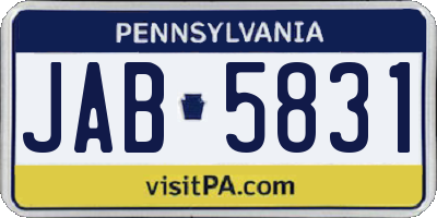 PA license plate JAB5831