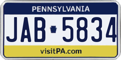 PA license plate JAB5834