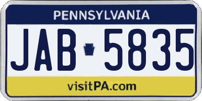 PA license plate JAB5835