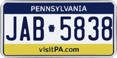 PA license plate JAB5838