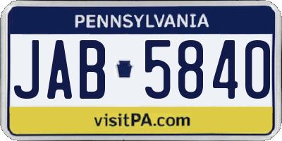 PA license plate JAB5840