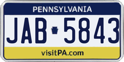 PA license plate JAB5843