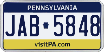 PA license plate JAB5848