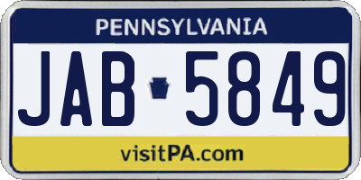 PA license plate JAB5849