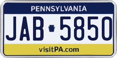 PA license plate JAB5850