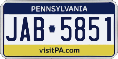 PA license plate JAB5851