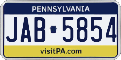 PA license plate JAB5854