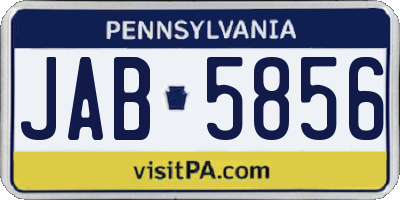 PA license plate JAB5856