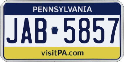 PA license plate JAB5857