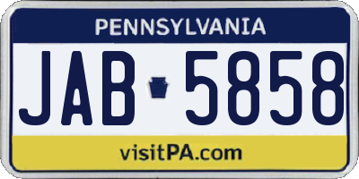 PA license plate JAB5858