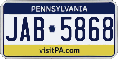 PA license plate JAB5868