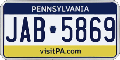 PA license plate JAB5869