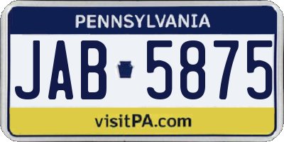 PA license plate JAB5875