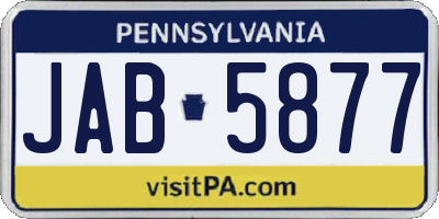 PA license plate JAB5877