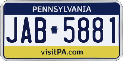 PA license plate JAB5881