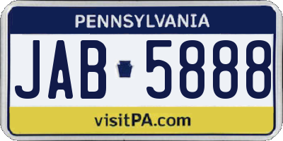 PA license plate JAB5888