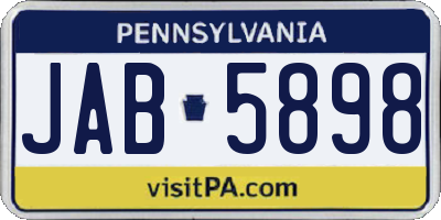 PA license plate JAB5898