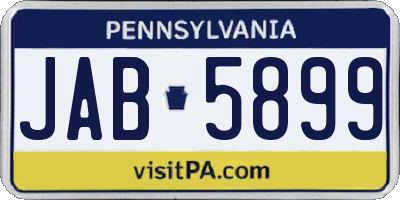 PA license plate JAB5899