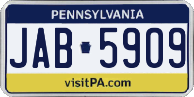 PA license plate JAB5909