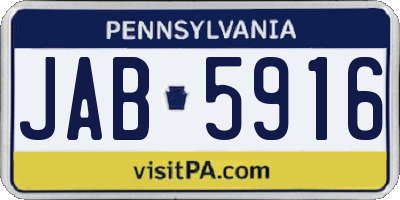 PA license plate JAB5916