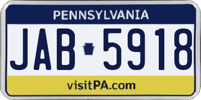 PA license plate JAB5918