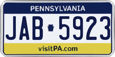 PA license plate JAB5923