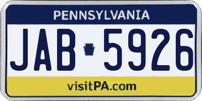 PA license plate JAB5926