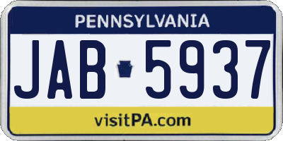 PA license plate JAB5937