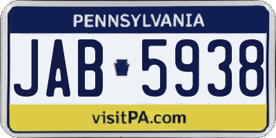 PA license plate JAB5938