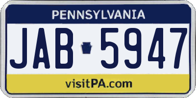 PA license plate JAB5947