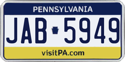 PA license plate JAB5949