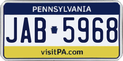 PA license plate JAB5968